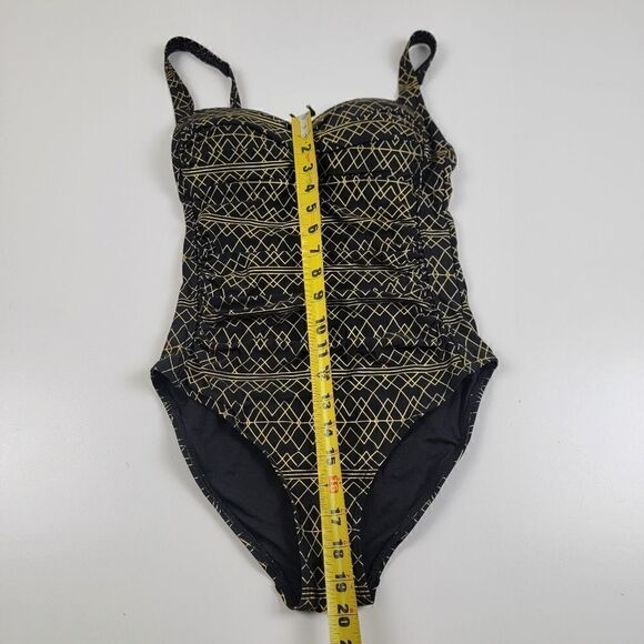Nip Tuck One Piece Bathing Suit Black and Gold Trim size 6 EUC - Picture 7 of 16